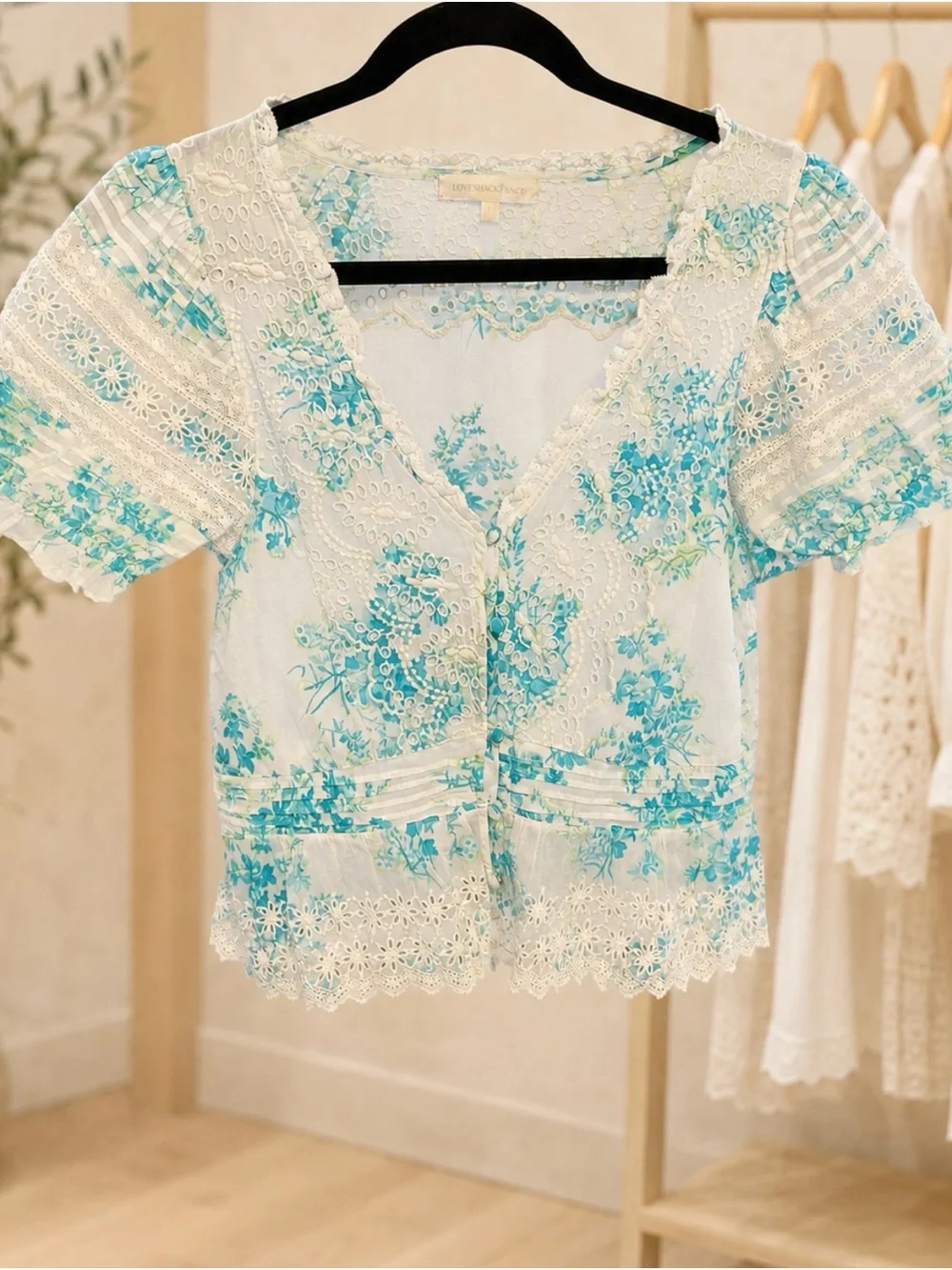 LoveShackFancy Annalee cotton top Sz L P2P 18